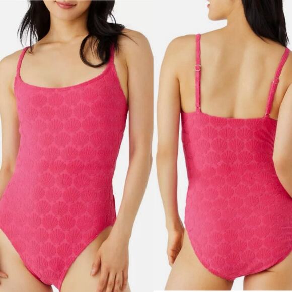 Kate Spade Textured Shell One Piece Swim Suit Pink Women Medium NWT - Picture 1 of 9